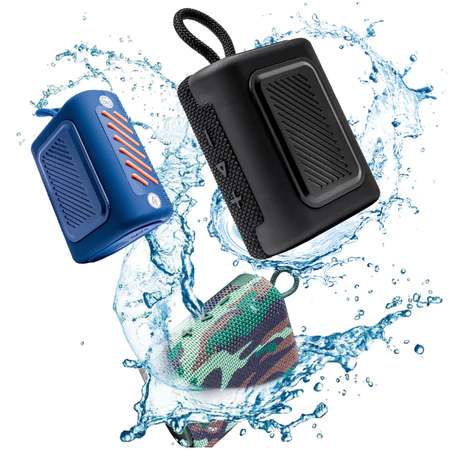 Mini caixa de som bluetooth portátil com alça de tecido estilo Go 3 à venda na Shopee
