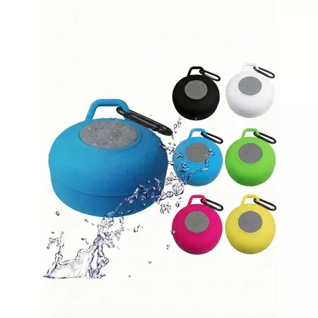 Mini caixa de som bluetooth com ventosa para banheiro à prova d'água vendida na Shopee