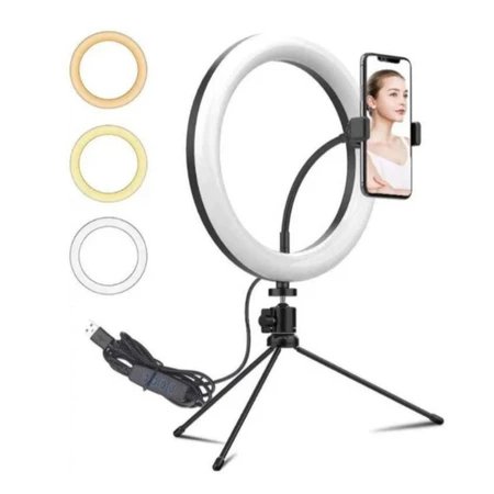 Ring light de mesa com suporte para celular e iluminador LED colorido vendido na Shopee